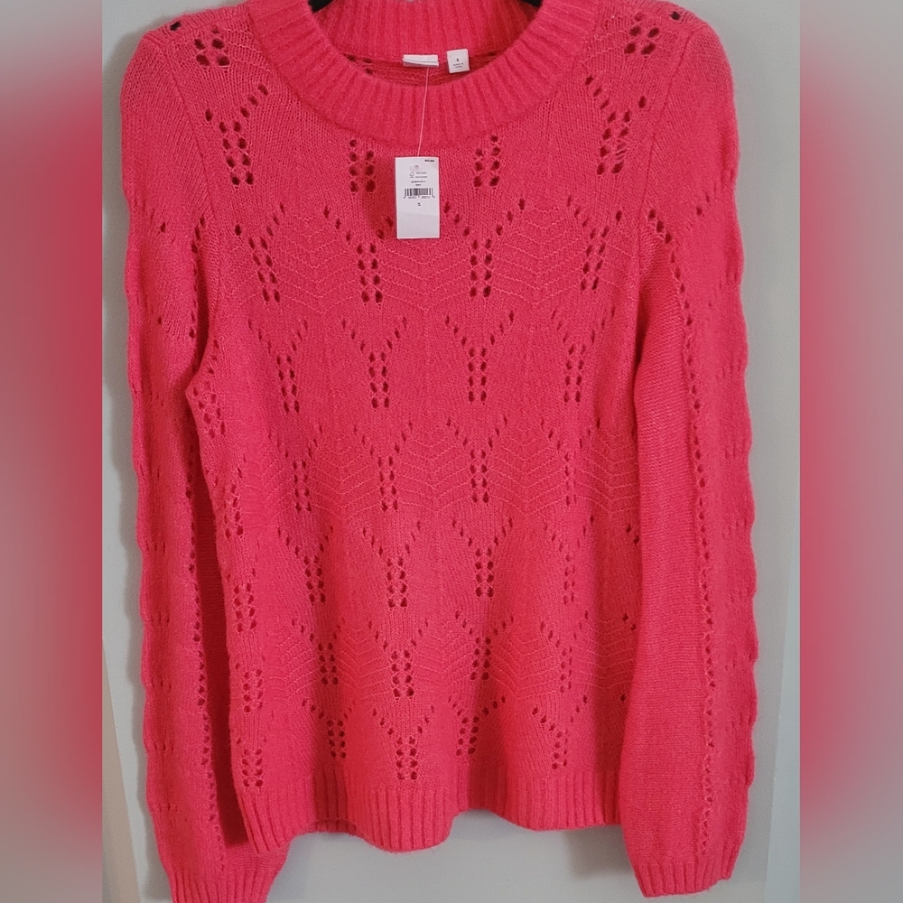 Gap Coral Pink Knit Crewneck Sweater